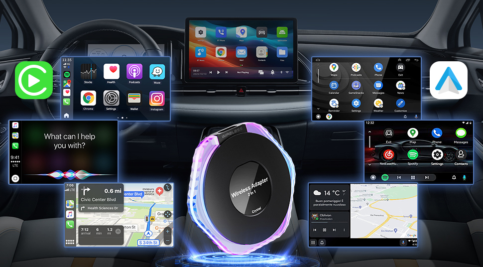 Kvalitný bezdrôtový CarPlay  Android Auto adaptér